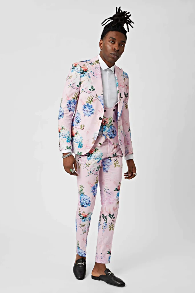 mens floral suit for summer outdoor wedding