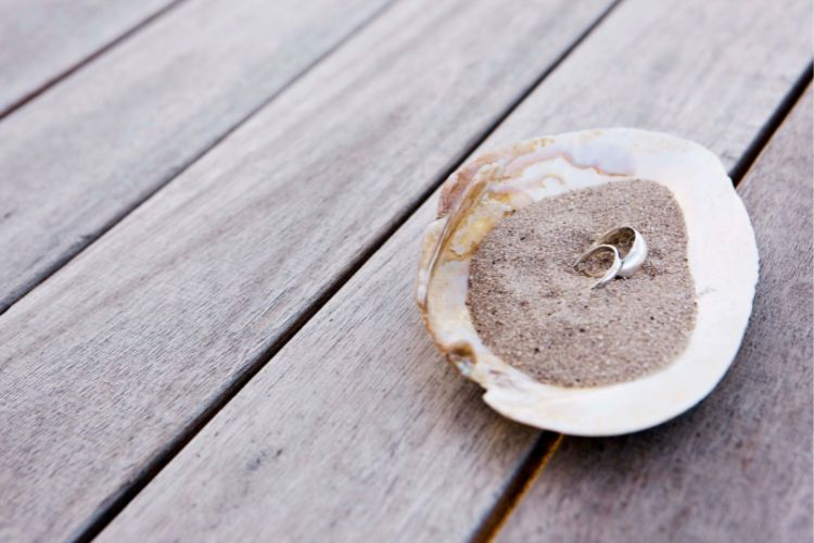 summer wedding ceremony sand and ring warming ritual