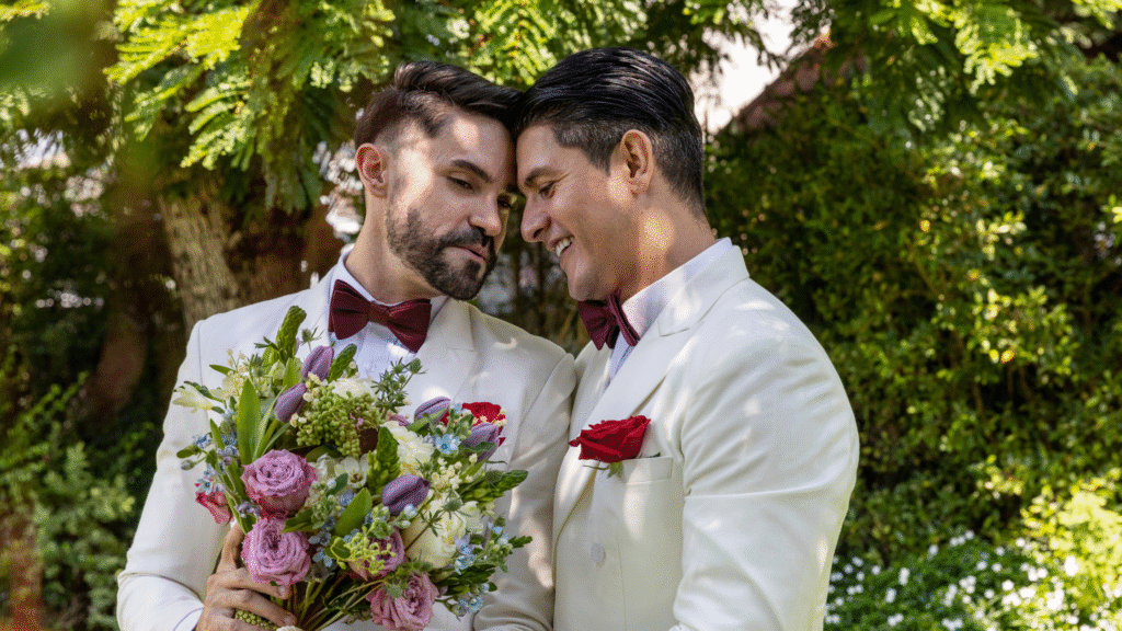 same-sex wedding outdoor wedding ceremony